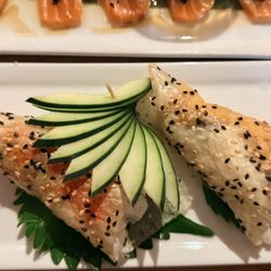 (c027) Blue Crab Hand Roll & ((c031) Salmon Truffle Hand Roll