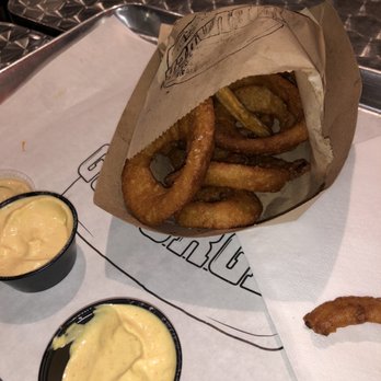 Go Burger - Golden onion rings with GoSauce. - Burgers Near Me - Mount Sinai, New York