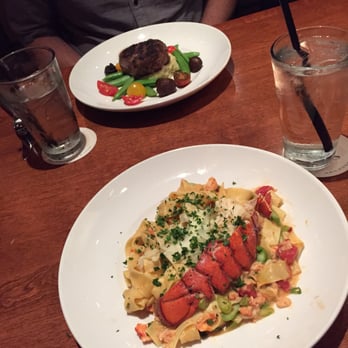 Seasons 52 - Closer to farther: Lobster Pappardelle and oak grilled filet mignon - New American Near Me - Indianapolis, Indiana