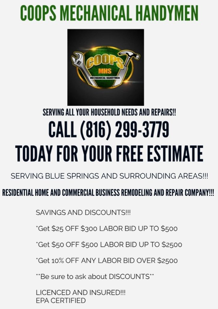 Slide of COOPS Mechanical Handyman Service