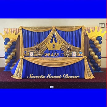 Pipe Drape Balloon Decor Set Up Royal Prince Theme Baby
