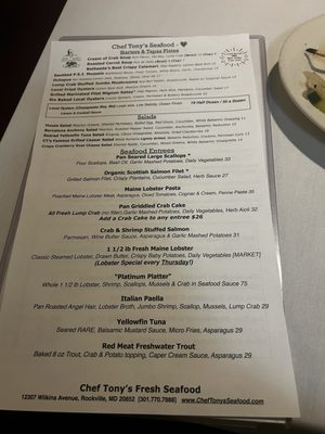 Menu photo 1 Chef Tony's Fresh Seafood Rockville, MD Menu photo 1 Chef Tony's Fresh Seafood Rockville, MD