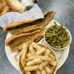 Southern Lunch - Fried flounder, fries, and green beans