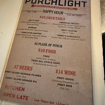 Porchlight - Menu - Cocktail Bars Near Me - New York, New York Porchlight - Menu - Cocktail Bars Near Me - New York, New York