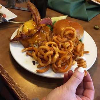 Pint and Platter - Hamburger with curly fries - Irish Near Me - Cripple Creek, Colorado Pint and Platter - Hamburger with curly fries - Irish Near Me - Cripple Creek, Colorado