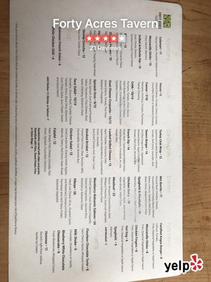 Menu photo 8 Forty Acres Tavern Boyne Falls, MI Menu photo 8 Forty Acres Tavern Boyne Falls, MI