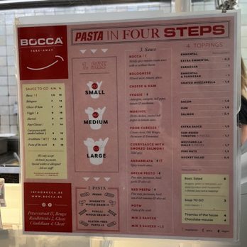 Bocca - Easy menu (English) - Italian Near Me - Bruges, VWV