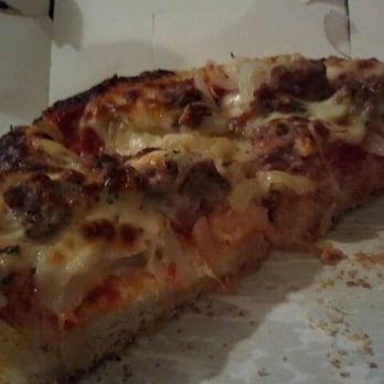 Pizzafarro's - Half of our 10" deep dish sausage and onion pizza - Italian Near Me - Carefree, Arizona Pizzafarro's - Half of our 10" deep dish sausage and onion pizza - Italian Near Me - Carefree, Arizona