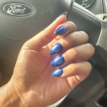 Milano Nail Spa Galleria - Builder gel on natural nail with chrome finish - Nail Salons Near Me - Houston, Texas