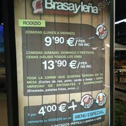 Brasa y Leña - Cartel con las ofertas