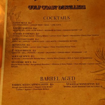 Giant Texas Distillers - Cocktail menu - Whiskey Bars Near Me - Houston, Texas Giant Texas Distillers - Cocktail menu - Whiskey Bars Near Me - Houston, Texas
