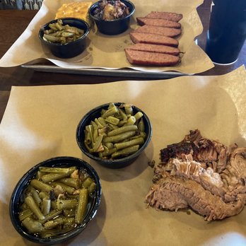 Mission BBQ - Brisket and double order green beans no cornbread, sausage and cobbler, green beans, cornbread. - Barbeque Near Me - Jacksonville, North Carolina Mission BBQ - Brisket and double order green beans no cornbread, sausage and cobbler, green beans, cornbread. - Barbeque Near Me - Jacksonville, North Carolina