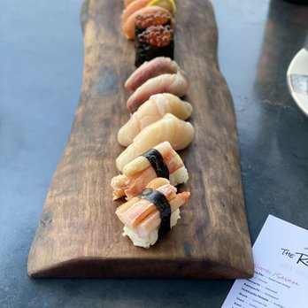 Rawbar - Nigiri: crab, scallop, hamachi (yellow tail), salmon egg, 2x salmon - Sushi Bars Near Me - Chico, California