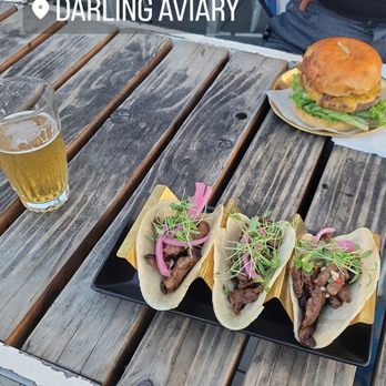 Darling Aviary - Raptor tacos, the blonde on tap, and the Classic tweeter burger. - Bars Near Me - Sacramento, California Darling Aviary - Raptor tacos, the blonde on tap, and the Classic tweeter burger. - Bars Near Me - Sacramento, California