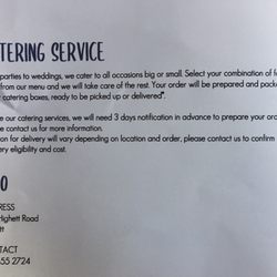 Fine China - Catering Info