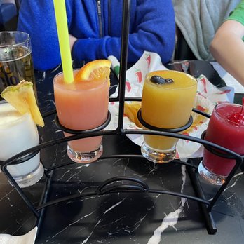 Mar Azul Mexican Grill - Margarita Flight (Pina colada, Guava, Mango, Raspberry) - Mexican Near Me - Columbus, Ohio Mar Azul Mexican Grill - Margarita Flight (Pina colada, Guava, Mango, Raspberry) - Mexican Near Me - Columbus, Ohio