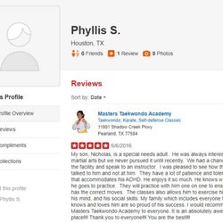 Masters Taekwondo Academy - Yelp Review by Phyllis S
