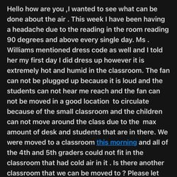 Gateway Charter Academy - This is the owner Dr Moore getting emails because the A C does not work and it has never worked. They keep patching it up.