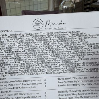 Meander Riverside Eatery - Cocktail menu - Salad Near Me - Pagosa Springs, Colorado