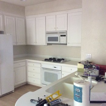 Today's Kitchen & Bath - BEFORE. 20 y/o all-white U-shaped kitchen. Standard cabinets, no pantry, broom closet, eating counter. - General Contractors Near Me - Livermore, California Today's Kitchen & Bath - BEFORE. 20 y/o all-white U-shaped kitchen. Standard cabinets, no pantry, broom closet, eating counter. - General Contractors Near Me - Livermore, California