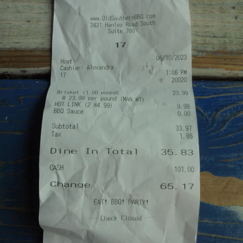 Old Southern BBQ Smokehouse - Final tab - lunch. - Barbeque Near Me - Hudson, Wisconsin Old Southern BBQ Smokehouse - Final tab - lunch. - Barbeque Near Me - Hudson, Wisconsin