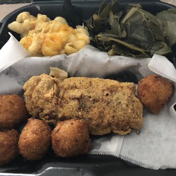 My Fish Stop - $13.99 lunch (Fried cod, lobster mac, collard greens) + hush puppies = delicious - Fish & Chips Near Me - Sherman Oaks, California My Fish Stop - $13.99 lunch (Fried cod, lobster mac, collard greens) + hush puppies = delicious - Fish & Chips Near Me - Sherman Oaks, California