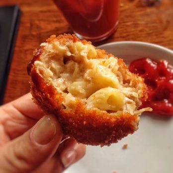 Score on Davie - Deep fried mac n' cheese and pulled pork balls - Sports Bars Near Me - Vancouver, British Columbia Score on Davie - Deep fried mac n' cheese and pulled pork balls - Sports Bars Near Me - Vancouver, British Columbia