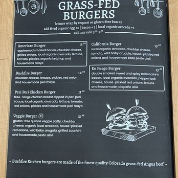Bushfire Kitchen - Del Mar - Burgers menu - American Near Me - Del Mar, California