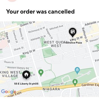 Freshslice Pizza - Cancelation notice after it was already supposed to be delivered. - Pizza Near Me - Toronto, Ontario