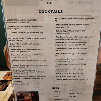 MonteMar - Cocktail menu November 2024 - Mexican Near Me - Lawrenceville, Georgia