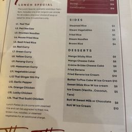 Current menu for lunch special. Current menu for lunch special.