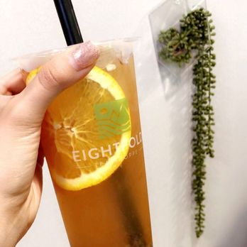 Eightfold Tea Shoppe - Four fruit tea with boba & basil seeds - Bubble Tea Near Me - Costa Mesa, California