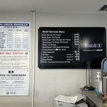Boutique Smog - Price menu in the lobby - Smog Check Stations Near Me - Vacaville, California