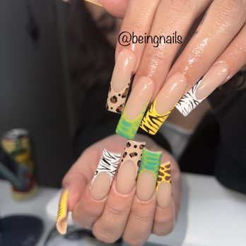 Being Nails - French tip animal print - Nail Technicians Near Me Being Nails - French tip animal print - Nail Technicians Near Me