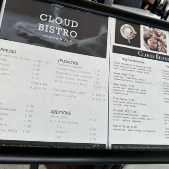 Cloud Bistro - Menu - Cafes Near Me - Mountain View, California