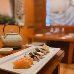 Narita Japanese Restaurant - Sushi pieces. Looks great but quite "small" *Salmon, Octopus & Tamago*