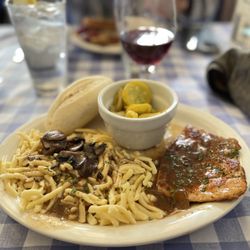 The Bier Garden - Jager schnitzel half portion with spatzle
