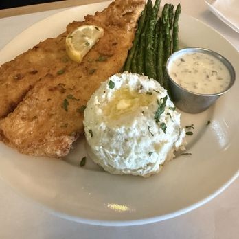Oceanview Diner - Fried Flounder mashed potatoes and asparagus - Breakfast & Brunch Near Me - Norfolk, Virginia