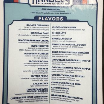 Handel’s Homemade Ice Cream - Menu: Flavora - Ice Cream & Frozen Yogurt Near Me - Reno, Nevada