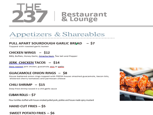 Menu photo 2 The 237 Restaurant and Lounge Brampton, ON Menu photo 2 The 237 Restaurant and Lounge Brampton, ON