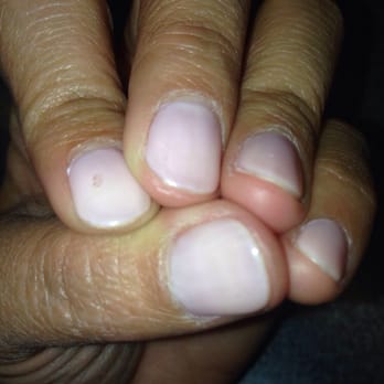 Lavender Nail Spa - Not even 24 hours after! Chip on one nail & she didn't even seal the ends! Didn't even get her name! - Nail Salons Near Me - Vacaville, California