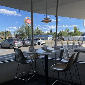 Benzina - View from the booth.  Love the huge windows and street view. - Italian Near Me - Denver, Colorado