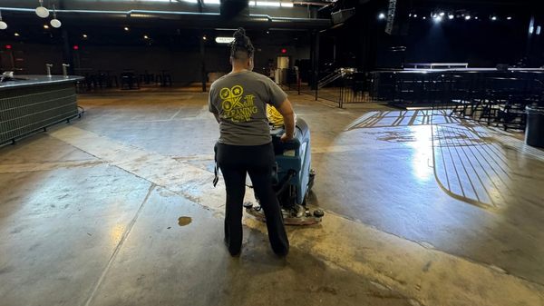 Deep Clean, Lasting Shine. - Floor Scrubbing - Auto scrubbing floors is the ultimate way to restore and maintain large surfaces, removing dirt, grime, and scuff marks that regular mopping can’t reach. Our advanced scrubbing machines ensure a deep clean, leaving floors spotless, polished, and ready for high traffic. Ideal for event centers, museums, and commercial spaces, auto scrubbing brings efficiency and shine, keeping your space looking its best with every pass.