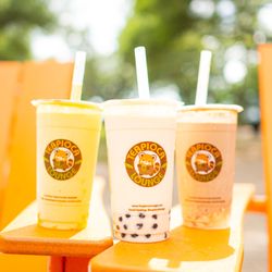 Teapioca Lounge - Avocado Mango Smoothie (far left), Durian Smoothie (middle), & Avocado Chocolate Smoothie