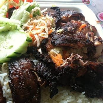 Island Reggae Kitchen - Jerk chicken with rice and salad - Caribbean Near Me - Gardena, California