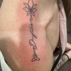 Fresh and red (finished moments before this photo) Check out the most crisp line work! Will update with healed photo later