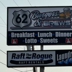 62's Burgers and Brews - Main sign
