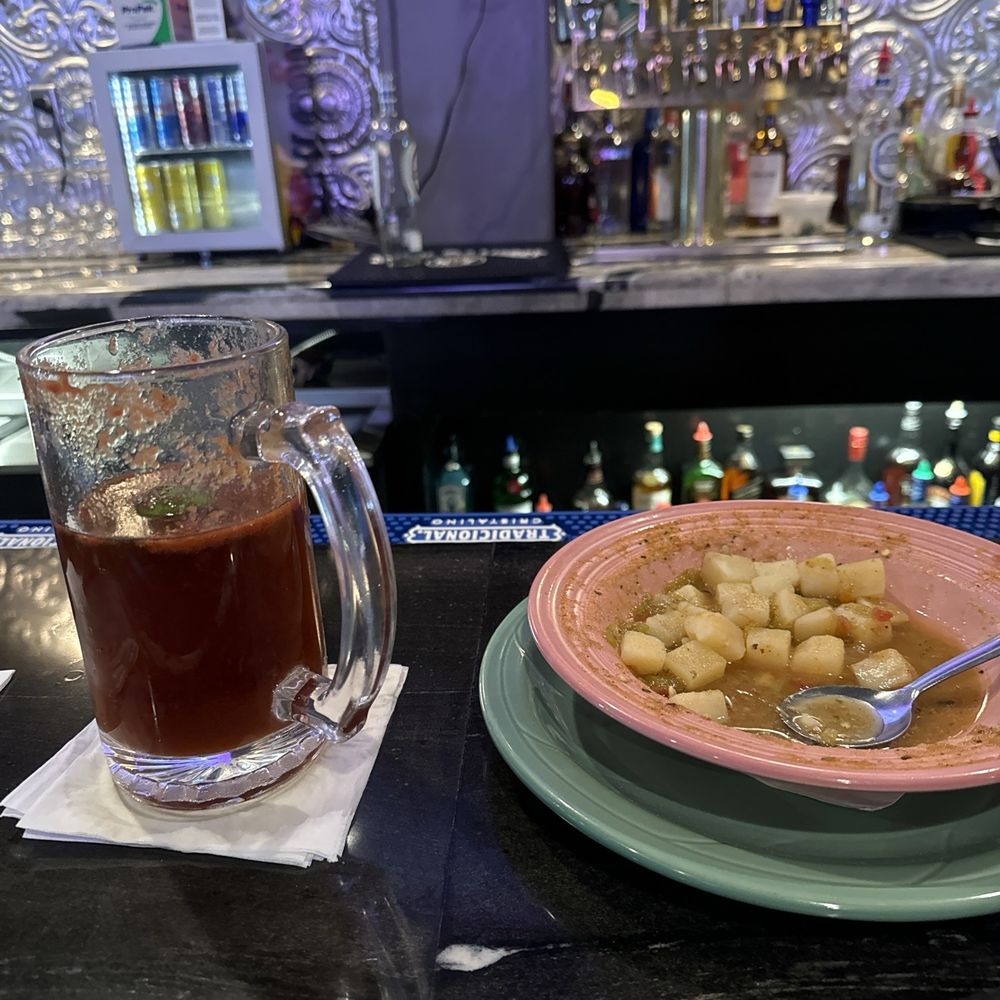 Green chile stew and michelada Green chile stew and michelada