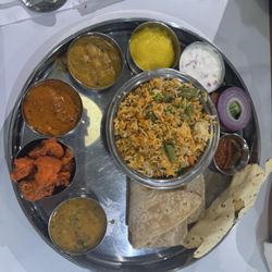Saravana Bhavan - North Indian Thali - except yogurt- Vegan