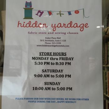 Hidden Yardage - Hours, phone, website - Fabric Stores Near Me - Honolulu, Hawaii
